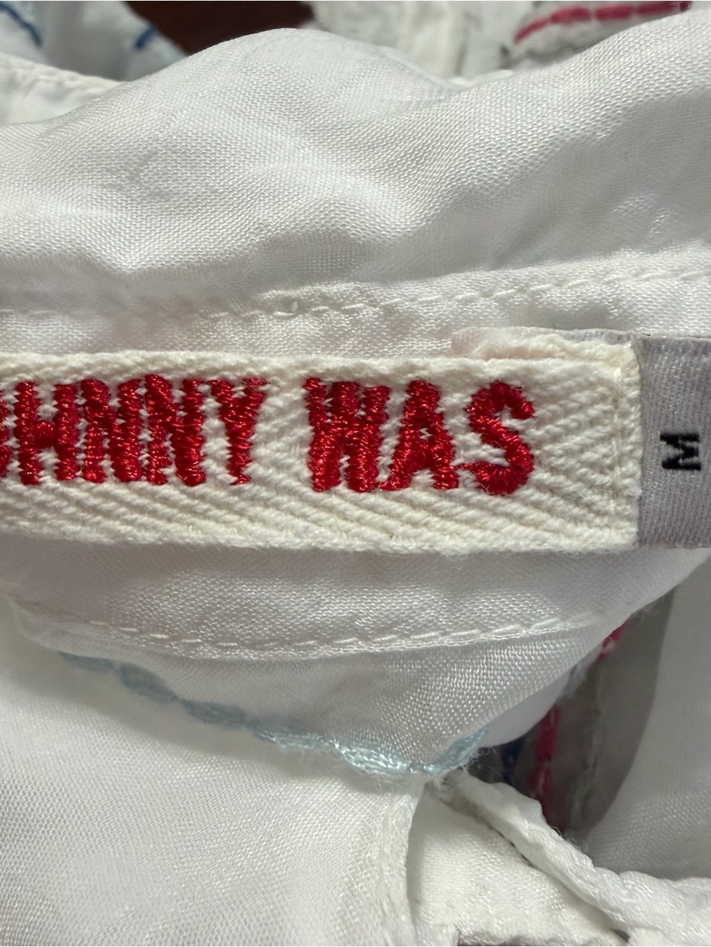 Johnny Was Renn Blouse Medium White Heavy embroidery Floral Long Sleeve Rayon - Picture 5 of 6